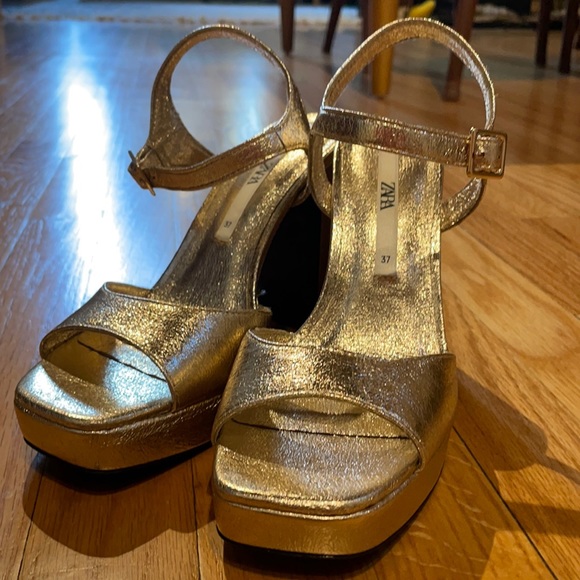Zara Gold Platform Shoes